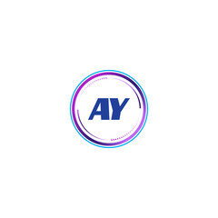 AY creative initial letter flat monogram logo design with White background.Vector logo modern alphabet gradient color frame style.