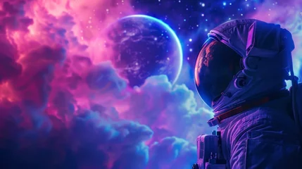 Zelfklevend Fotobehang astronaut in profile in space © Marco