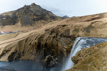 Beautiful waterfall in Skogafoos in Iceland on March 2024
