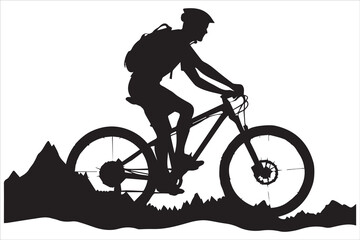 Bicycle riding black Silhouette Vector design white background
