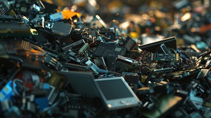 Waste Full of Electronics: Recycling E-Waste - obrazy, fototapety, plakaty