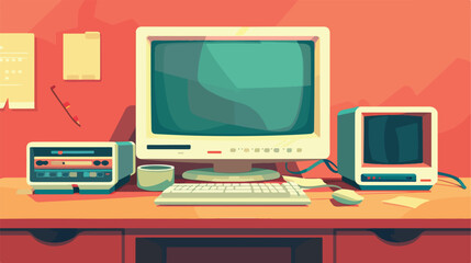 Computer screen technology flat cartoon vactor illu