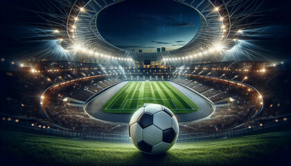 A soccer ball in the stadium
