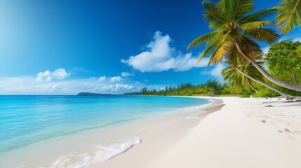 Fototapeta na wymiar Tropical beach with sand, summer holiday background 