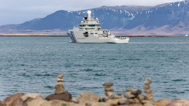 Beautiful icelandic coast guard ship in Reykjavik,  Iceland on 1st march 2024