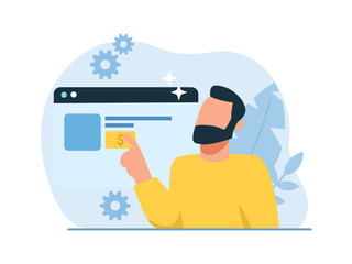 Vector of a man making online payment