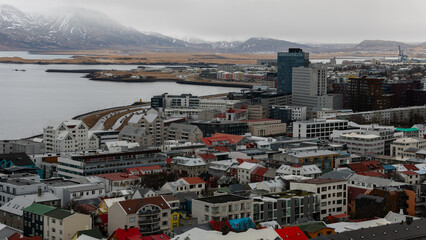 Beautiful icelandic architecture in Reykjavik, Iceland on march 2024