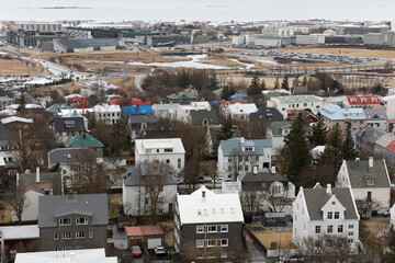 Beautiful icelandic architecture in Reykjavik, Iceland on march 2024