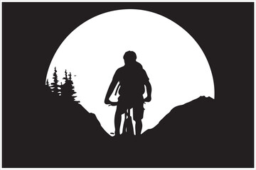 Bicycle riding black Silhouette Vector design white background