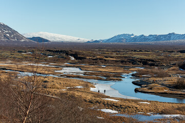 Beautiful icelandic landscape in Selfoss, Iceland on march 2024 - obrazy, fototapety, plakaty