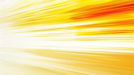 Photo sur Aluminium Jaune Horizontal lines in shades of yellow Simulates motion blur from a fast-moving camera. Against a plain white background devoid of text, each line has a different color to convey speed and liveliness.