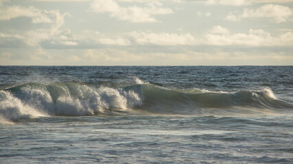 Waves breaking on the beach in Zipolite, Mexico