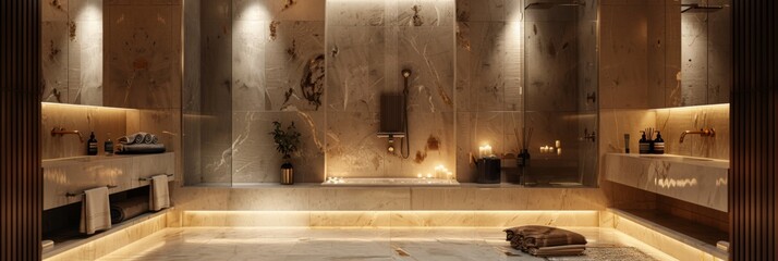 Spa-like bathroom adorned with luxurious marble accents