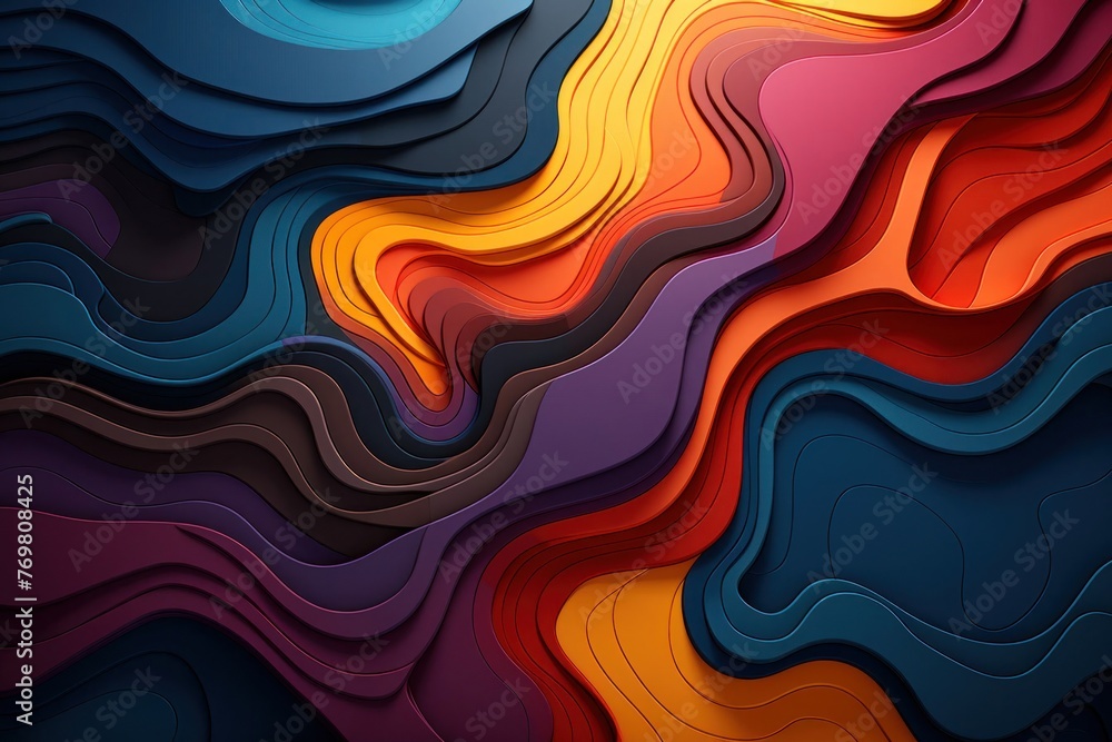 Aufkleber colorful abstract background with wavy lines generative ai