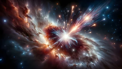 Foto op Aluminium Cosmic nebula with interstellar clouds of gas and dust. © KeetaKawee
