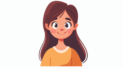 Cute girl face flat cartoon vactor illustration iso