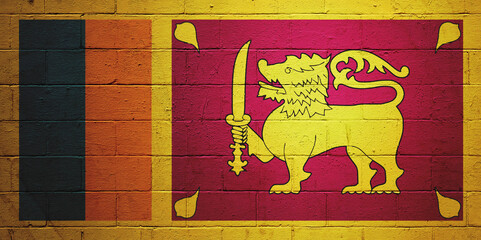 Flag of Sri Lanka painted on a wall