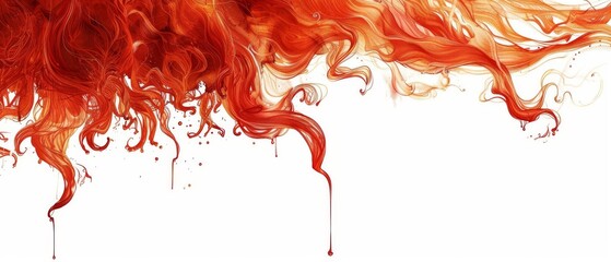   Image depicts a red and orange liquid pouring down a white center on two separate backgrounds - obrazy, fototapety, plakaty