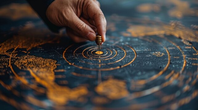 Business and target concept, Businessman holding a dart aiming at the target - Powered by Adobe