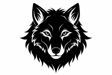 head wolf black silhouette on white background