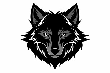 head wolf black silhouette on white background