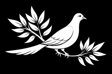 Captured a  dove bird on a branch vector silhouette