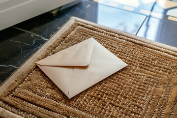 elegant envelope on a luxury homes doormat