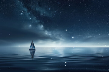 A tranquil sea reflecting the constellations, where each wave whispers the name of a distant star, inviting sailors to navigate by dreams instead of maps.