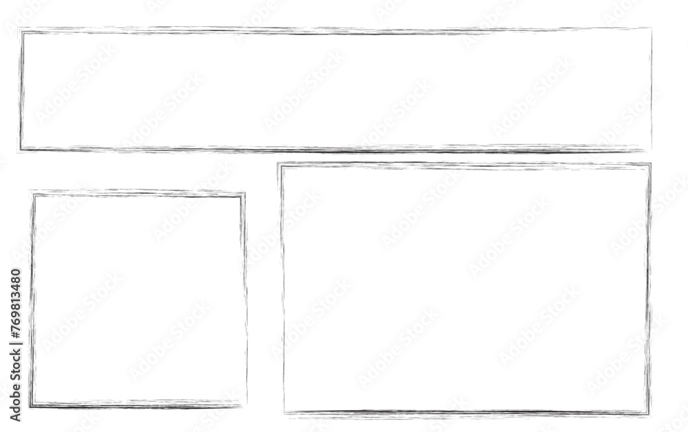 Poster grunge square template backgrounds. hand drawn rectangular shapes. dirty grunge design frames. chalk