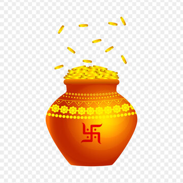 gold coins falling into orange pot clip art preview