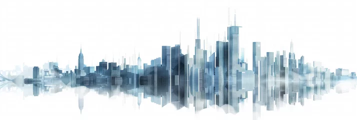 Deurstickers Skyline buildings silhouette,created with Generative AI tecnology. © henvryfo