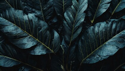 Silhouetted Serenity: Abstract Black Leaves Texture for Tropical Elegance"