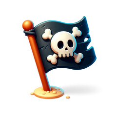 3D pirate flag illustration.