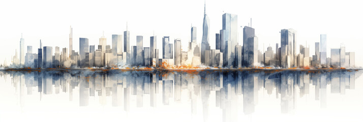 Skyline buildings silhouette,created with Generative AI tecnology. - obrazy, fototapety, plakaty