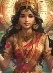 digital painting of goddess laxmi