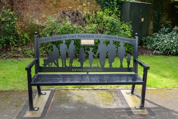 memorial bench in memory to all those we lost through the covid 19 pandemic