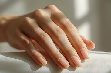 Close up of a beautiful woman hands with a perfect manicure on a white background, isolated. Generative AI