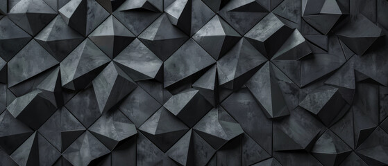Abstract geometric background featuring dark black and anthracite gray stone concrete mosaic tiles. - obrazy, fototapety, plakaty