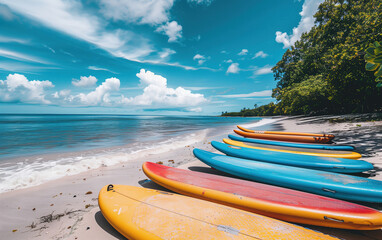 Fototapeta premium ocean and surfboard,created with Generative AI tecnology.