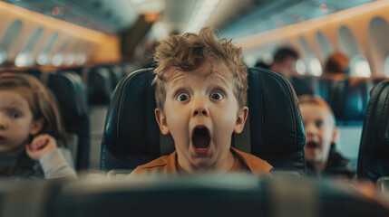  A child is screaming in the cabin of an airplane.