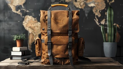 A detailed backpack mockup on a solid background