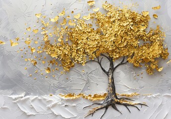 decorative tree image with leaves made of gold particles