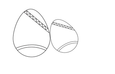 Easter egg vector line icon, black silhouette doodle symbol outline design, bunny eggs  pattern, cute decoration element isolated on white background. Traditional religious holiday illustration