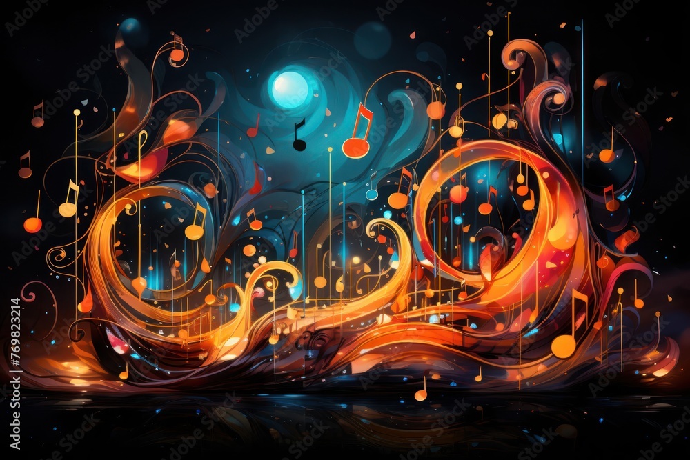 Aufkleber vibrant abstract background with music notes generative ai