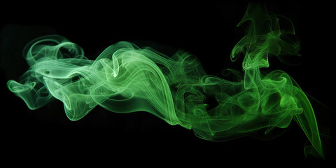 Vivid Green Smoke Fog on Black Canvas - 769823229