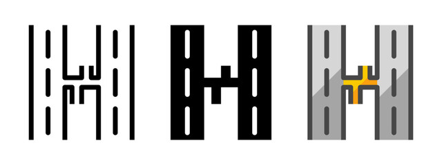 Multipurpose bypass vector icon in outline, glyph, filled outline style. Three icon style variants in one pack.