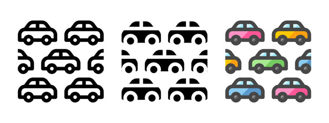 Multipurpose traffic jam vector icon in outline, glyph, filled outline style. Three icon style variants in one pack.