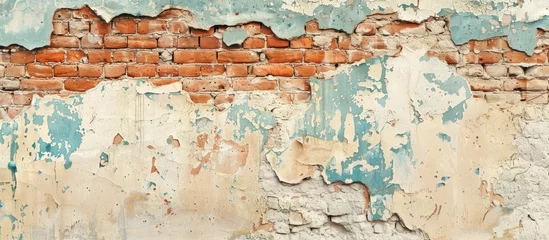Foto auf Acrylglas Alte schmutzige strukturierte Wand Old weathered brick wall with distressed plaster texture