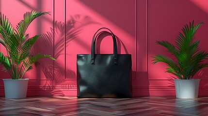 A detailed tote handbag mockup on a solid background