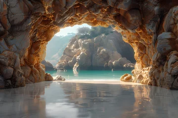 Foto op Plexiglas Fantasy landscape with archway rocks on a beauty beach 4 © Nawapol
